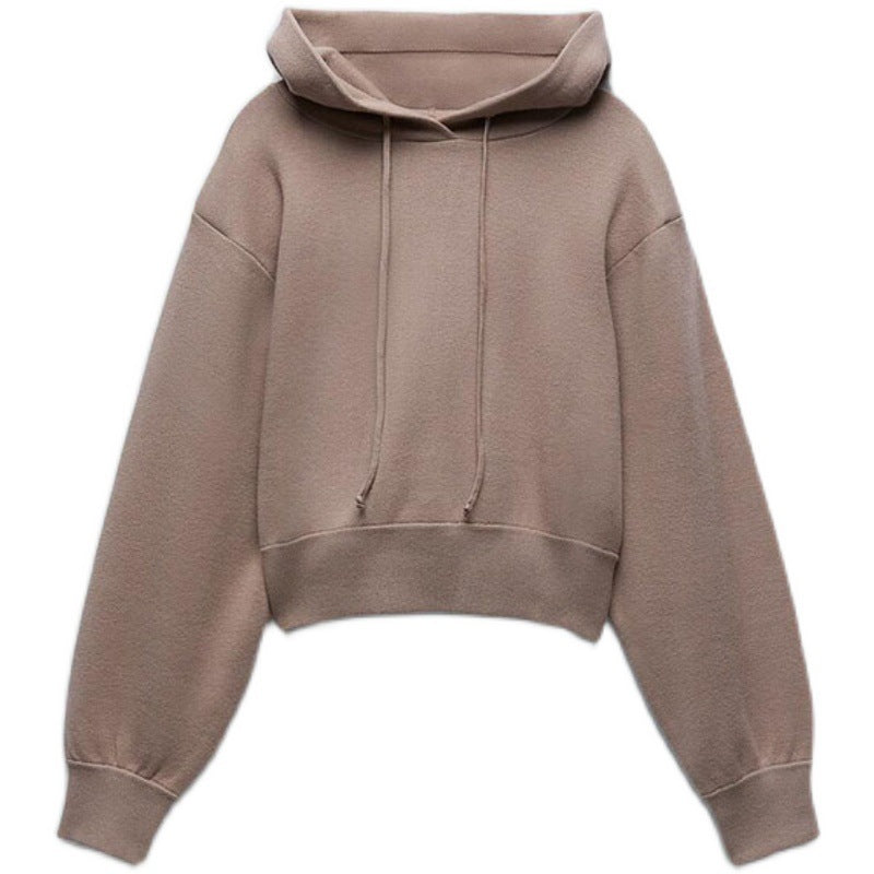 Casual Top And Hooded Knit Hoodie Jacket