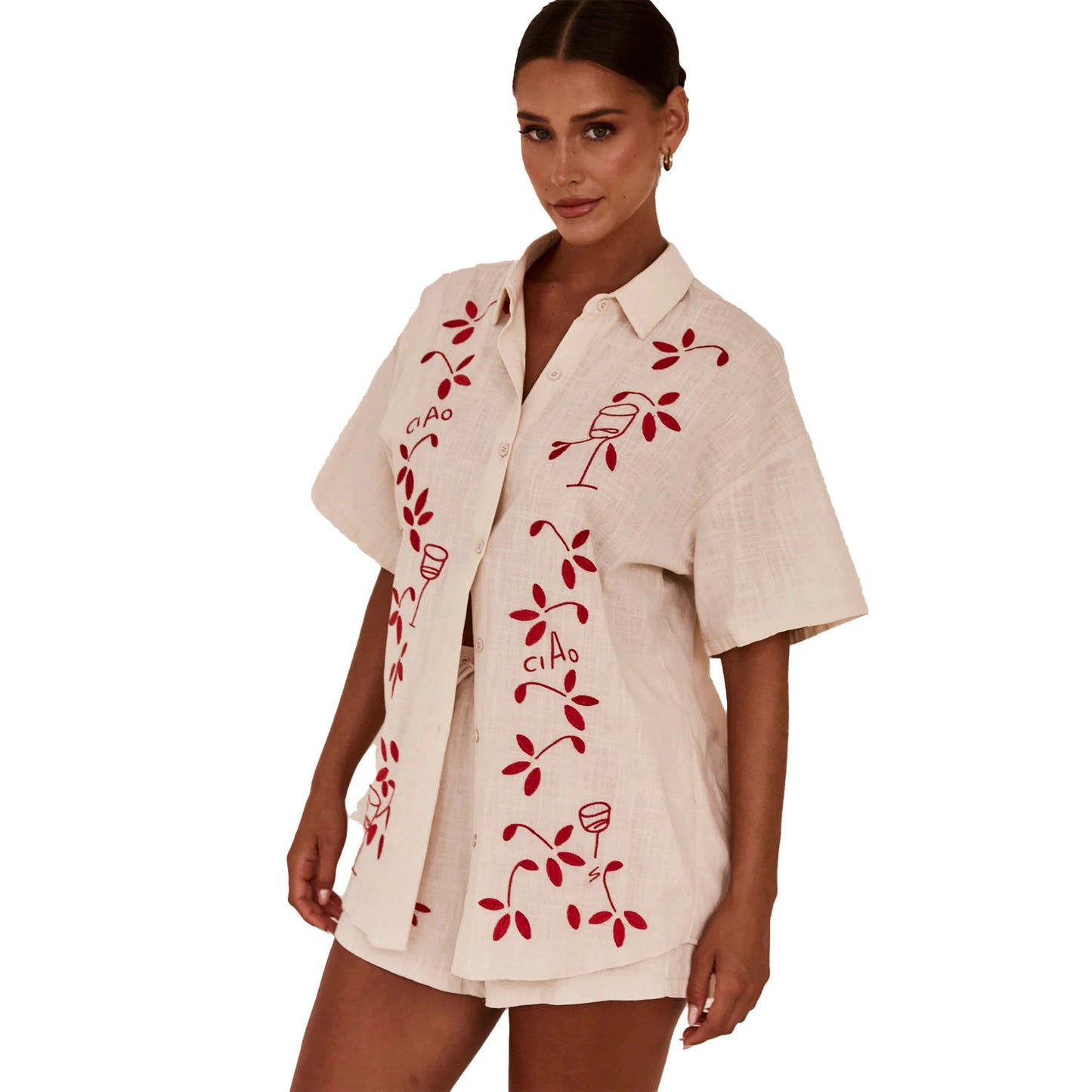 3d Embroidered Comfort And Casual Shirt Short Suit