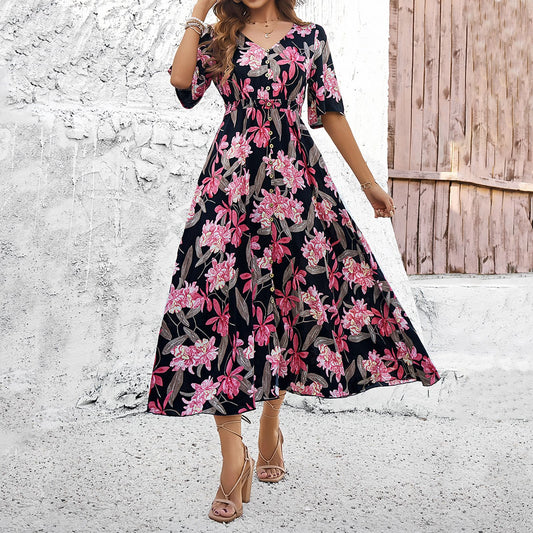 Women's Fashion Vacation Casual Printed Large Swing Dress