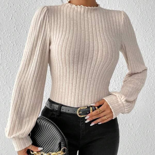 Women's French-style Long-sleeved Knitted Jumpsuit Top