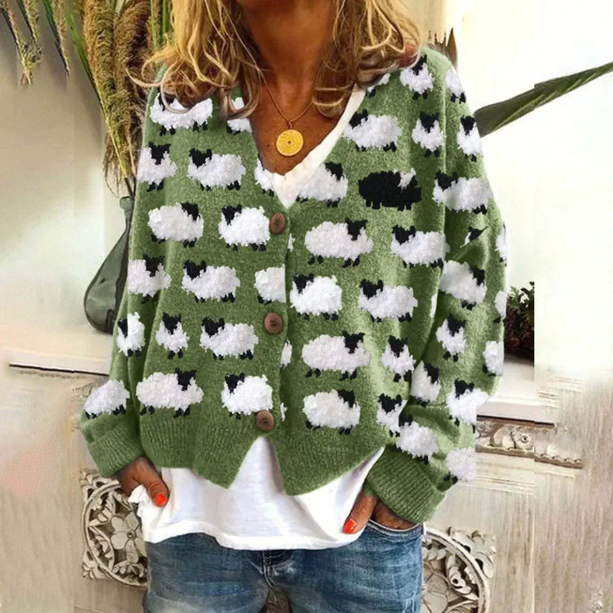 Abstract Printed Casual Cape Jacket Cardigan Sweater